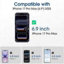 amFilm [2+4 Piezas] OneTouch Compatible con 17 Pro 6.9'' (2025) Protector de Pantalla, Mica Cristal Vidrio Templado,con Protector de Lente de Cámara, Instalación en 30 Segundos - IPH17P-6.9" - Ver 3