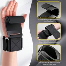Ganchos de Levantamiento de Pesas 2Pzs,Lostrain Straps Ganchos con Muñequera para Gym Prevención de Lesiones,Straps para Gym con Ajustable de  Antideslizante para  de Ejercicio - 1 - Ver 5