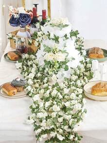 1/3/5PCS Artificial Flowers Rose Vine Wedding Site Decoration Home Bedroom, Wedding Decorations, Living Room, Bathroom Wall Hanging Decoration Materials Outdoor Garden School Birthday Party Supplies Valentine's Day Decoration New Year Home Decor Christmas Decorations Room Decor Christmas