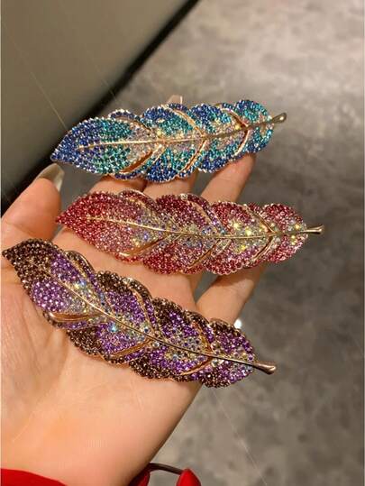 1pc Oversized Rhinestone Hair Clip - Elegant Vintage Leaf Design, Navy Blue & Purple Rhinestones, Rectangular Spring Hair Accessory,Fall,Hair Accessories,Hair Accessories For Women,Travel,Hair Accessories,Accessories Women,Hair Accessory,Hair Accessories Women,Hair Tools,Hair Stuff,Stuff,Beauty Accessories,Gifts,Travel,Gifts For Women,Hair Stuff,Stocking Stuffers