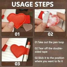 1pc Piece Self-Adhesive Heart-Shaped Pen Clip, Waterproof Leather Writing Pen Clip, Portable Pen Clip, Home Study Reading Book Self-Adhesive Sticky Notes Clip, Notebook Accessories Pen Clip,School Teacher Office Supplies Stuff,Bible Study Supplies Notebook Book,Back To School Supplies,Burn Book,Planner Journal Notebook