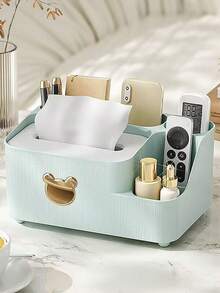 1 pieza Caja de pañuelos de plástico creativa, caja de almacenamiento multifuncional para escritorio para la sala de estar, mesa de café, comedor, soporte para control remoto - Multicolor - Ver 8
