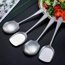 1 pieza Cuchara redonda de acero inoxidable durable, cuchara para ensalada, cuchara de servir para bufé, adecuada para hotel, restaurante, cafetería, utensilios de cocina