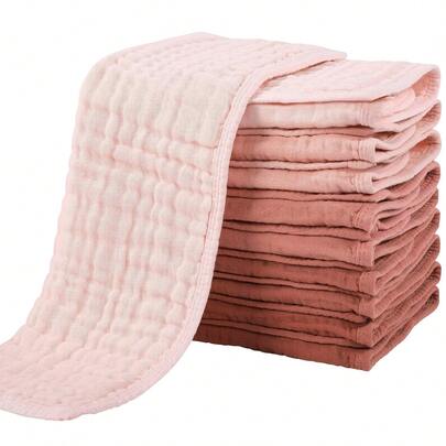 12pcs 20x10 Inch/12x12 Inch Muslin Baby Washcloths 100% O-Rganic Cotton,Baby Stuff,Baby Christmas Gift,Face Towels Wash Cloths For Baby Soft And Absorbent Baby Wipes (Gradient Pink),Burp Cloths Baby Girl,Muslin Burp Cloths,Six Middle School Pink