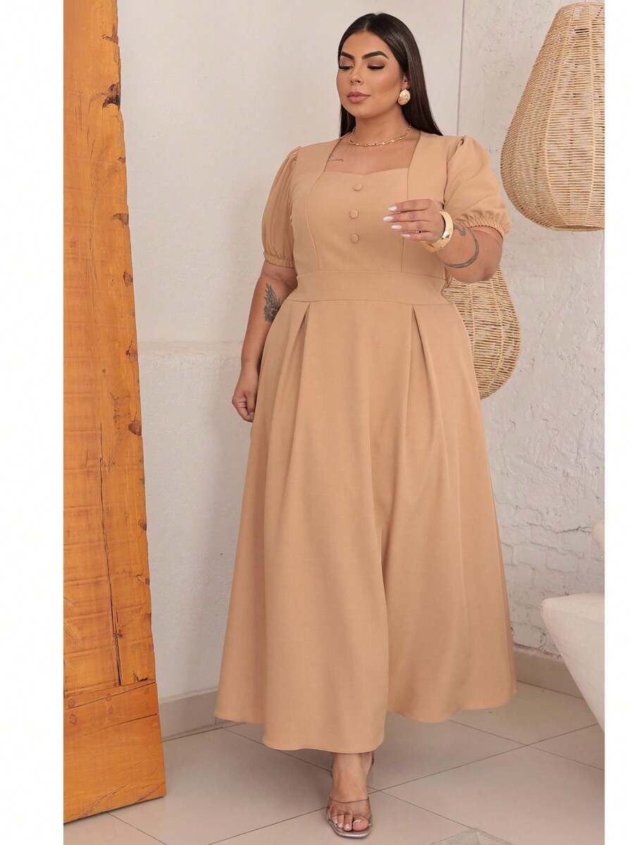 Women's Casual Long Dress - 米色 - 查看 1