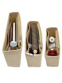 1Pc Multi-Pocket Organizer Insert Bag, Felt Insert Purse Organizer With Zipper,Felt Cloth Zipper Cosmetic Storage Bag, Lightweight Portable Inner Travel Storage Bag, Bag Insert Organizer With Multi-Pockets, Small Handbag Tote Shaper Insert For Shoulder Bag, Bag-In-Bag Organizer