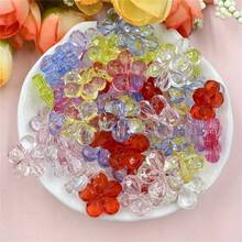 50Pcs/14mm Transparent Blossom Beads Flower Beads Acrylic Beads Loose Beads Pen Beads For DIY Ballpoint Pen Necklaces Mobile Phone Chains Clothing Bags Jewelry Supplies Decorative Beads Accessories - 50 chiếc - Xem 12