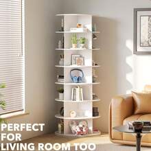 7 Tier Rotating Shoe Rack Tower Spinning Shoe Display Lazy Susan Shoe Organizer - White - View 1