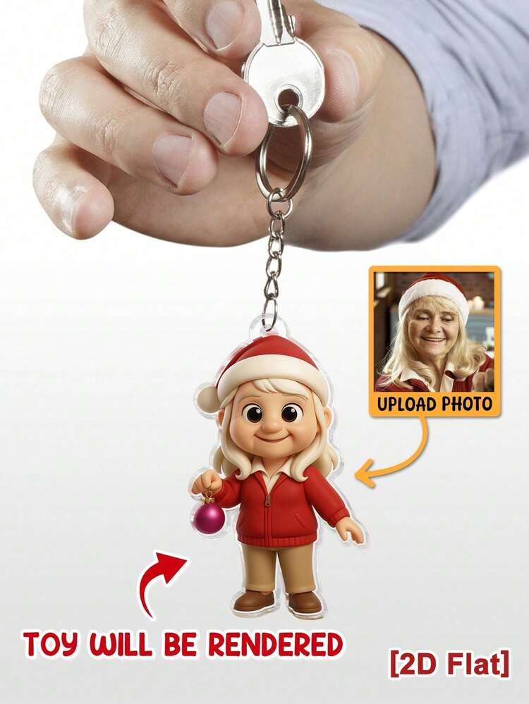 Mô hình nhân vật 2D chủ đề Giáng sinh tùy chỉnh với mũ ông già Noel, được dựng dựa trên ảnh tải lên, móc khóa quà tặng cá nhân hóa dành cho gia đình và bạn bè. - Như được hiển thị - Xem 13