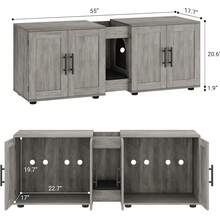 Litter Box Enclosure With Double Room,Hidden Litter Box Enclosure Furniture For 2 Cats,Wooden Large Cat House,Indoor Hidden Cat Litter Box,Storage Cabinet With Cat Door - Gris - Ver 3