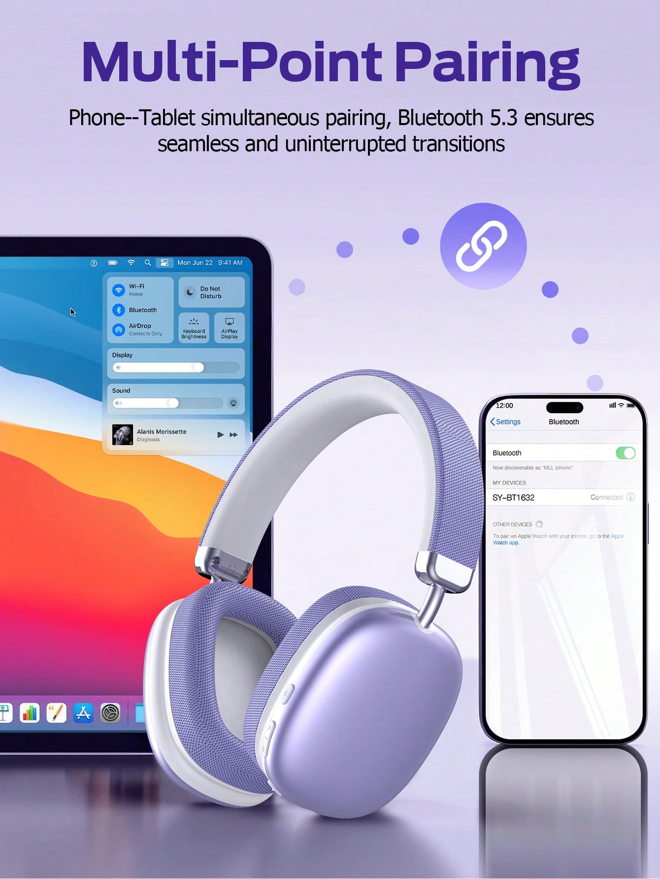 Tagry سماعات رأس لاسلكية قابلة للتعديل، مناسبة لله...