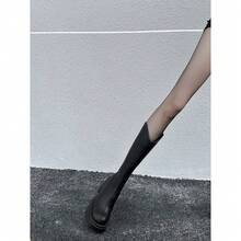 Petites bottes longues pour femmes, nouvelles bottes hautes à semelle épaisse au-dessus du genou, bottes d'équitation à talons hauts amincissants - Noir - Voir 1