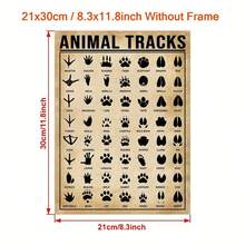 1 Pieza de Arte de Pared de Gráfico de Huellas de Animales Vintage - Perfecto para Decoración del Hogar y Decoración de Habitaciones - Póster Impreso en Lienzo, Sin Marco - transparente - Ver 2