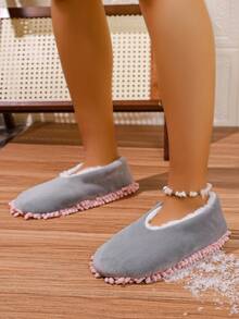 Cleaning Mop Slippers For Floor Cleaning House Mop Shoes Men And Women Washable Unisex Dusting Slippers Dirt Tool Supplies(Medium,Gray) - Grey - View 7