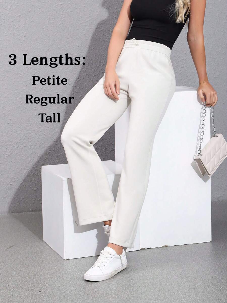 Women's Petite/Regular/Tall 3 Lengths Soft Rayon Sweatpants Breathable Pants With Adjustable Shockcord  Casual With Available Inseam - Màu be - Xem 1