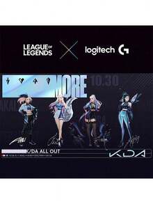 Logitech G840 XL Mauspad KDA Custom Edition Hochwertiges Material für reibungslose Bewegungen Rutschfestes Gummi haftet auf dem Schreibtisch Robuste Lock-Edge-Technologie erweitert die XL-Größe, um den Schreibtisch abzudecken
