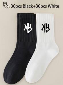 40pcs/30pcs/24pcs Unisex Comfortable Sports Socks, Men's Long Socks For Sports And Training, Women's Long Socks For Casual And Business Wear, Antibacterial, Soft, Black And White, Odor-Resistant, Moisture-Wicking, Lightweight And Comfortable, Suitable For Autumn/Winter, 20pcs/10pcs/8pcs/6pcs/4pcs/2pcs Set, Autumn