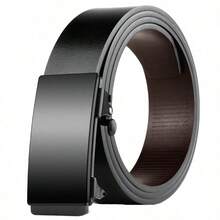 High Quality Men's Automatic Buckle PU Leather Belt, Minimalist & Fashionable, Suitable For Various Formal Occasions