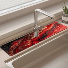 1 miếng lót thoát nước bồn rửa họa tiết bãi biển màu đỏ nghệ thuật, miếng lót vòi nước nhà bếp/phòng tắm chống trượt bằng đất tảo cát và cao su khô nhanh, thấm hút độ ẩm, miếng lót thoát nước bằng silicon chống trượt bằng bùn tảo cát, miếng lót thoát nước nhà bếp gia dụng, miếng bảo vệ bồn rửa mặt, phù hợp với mọi loại vòi nước trong phòng tắm và nhà bếp. - Nhiều màu - Xem 13