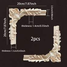 2pcs/4pcs Unfinished Wooden Carved Corner Onlays, Wooden Trims With Intricate European Style Relief Patterns, Suitable For Cabinets, Doors, Furniture, Walls, Entryways, Stairs Decoration, DIY Decor - Multicolor - View 6