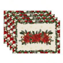 1/4/6 buc Covorașe de Crăciun, Covorașe cu imprimeu floral și plante în carouri, Covorașe de masă decorative antiderapante și termoizolante, Covorașe de masă pentru decorațiuni de petreceri, restaurante, bucătărie, Covorașe rafinate pentru cadouri de Crăciun