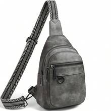 Sling Bag For Women Men Vegan Leather Crossbody Bags Fanny Pack Purse Backpack Over Shoulder Bag Travel Anti Theft,Vacation Essentials&Back-To-School Essentials - 深灰色 - 查看 3