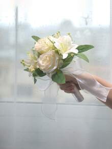 1 Bouquet Small Artificial Rose Wedding Bride & Bridesmaid Bouquet, Colorful Forest Theme Wedding Bouquet, Elegant Wedding Party Photo Decor Flowers, Christmas, Daily Gift