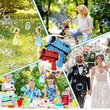 Kids Bubble Gun Train Bubble Machine, Suitable For Children, Automatic Bubble Machine, Comes With Empty Bottles, Children's Bubble Machine Gift, Suitable For Outdoor Game Toys For Boys And Girls Aged 3, 4, 5, 6, 7, And 8+(Battery And Liquid Not Included) - Blue - View 6