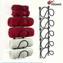 TAIMASI 5pcs Wall-Mounted Punch-Free Towel Storage Rack - Space-Saving, Multi-Functional Organizer For Towels & Bottles - Stylish Bathroom Accessories Set - For Bathroom Organization - Suitable For All Bathroom Styles - Great Gift For Housewarming  - Perfect For Back-To-School, Thanksgiving, Christmas, New Year's, Easter, Fourth Of July, Labor Day, Mother's Day, Father's Day, Valentine's Day, Housewarming, And Super Bol Sunday Organization And Gifting - 銀色 - 查看 1