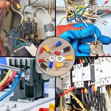 200 piezas de terminales de anillo aislados de 22-16/16-14/12-10AWG, conector de cable de conexión de anillo prensado, adecuado para reparación automotriz, cable, sin incluir baterías