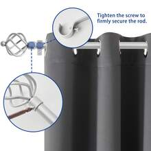 Extra Long Curtain Rod Black/Champane/ Bronze/Sliver Metal Curtain Rod For Living Room Bedroom Windows, 1 Pack 3/4 Inch Diameter Single Adjustable Curtains Rods With Spiral Finials - Silver - View 3