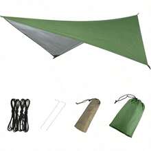 Hammock Camping Tarp Rain Fly Waterproof Tent Shelter Awning Sunshade Cloth Picnic Mat For Outdoor Hiking Beach Backpacking Included Guy Lines And Stakes - 01綠色 - 查看 2