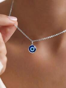 suteyi 极简邪眼项链、玻璃邪眼项链、微型邪眼项链、护身符项链、送给她的礼物、宗教礼物 - 彩色 - 查看 7