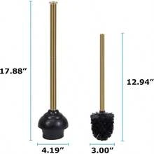 Toilet Brush And Plunger Set With Holder Sleek Minimalist Modern Gold Bathroom Accessories Toilet Plunger And Toilet Bowl Brush Combo - Gold - View 3