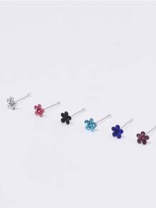 Hộp 20 khuyên mũi mềm dẻo hình cỏ ba lá đính đá nhiều màu sắc cho nữ - Màu sắc hỗn hợp - Xem 2