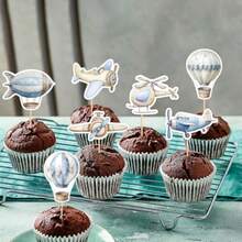 D35PCS Airplane Cupcake Toppers Hot Air Balloon Helicopter Travel Themed Party Decorations Baby Shower Boys Girls Birthday Party Cake Decorations Supplies10 - As Pic - View 2