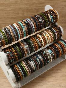 5/45pcs Random Color Handmade Beaded Bracelets, Personalized Christmas Small Gift - Multicolor - View 6