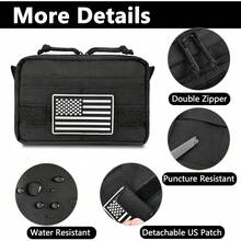 MOZETO - Bolsas para cinturón para hombre, resistente al agua, pequeña bolsa de cinturón con parche de bandera de Estados Unidos, organizador de bolsillo, equipo EDC para trabajo, viajes, senderismo - 1 - Ver 2