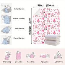 1PC Perfect Pink Christmas Gnome Themed Flannel Blanket, Machine Washable, Soft And Comfortable, Lightweight Wool Blanket, Home Decoration, Suitable For All Seasons, Friend Gift, Suitable For Sofas, Beds, Cars, Offices, Camping, Travel, Outdoor, Suitable For Giving To Family And Friends. The Perfect Holiday Gift For Sons, Daughters,