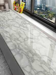 1 件复古光泽大理石图案白色和灰色家居装饰壁纸，自粘家具翻新膜，适用于橱柜、桌子、椅子、房间背景，便宜又实用的墙纸墙贴墙面装饰房间装饰壁纸贴纸墙卧室装饰厨房装饰 - 彩色 - 查看 11