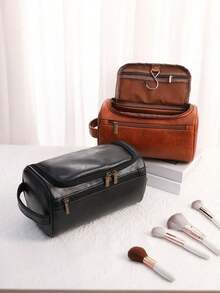 PU Leather Waterproof Cosmetic Bag, Multi-Function Travel Storage Bag,Lightweight Toiletries Cosmetic Bag, Cosmetic Storage Bag, Large Capacity Makeup Bag,Handheld Cosmetic Storage Bag, Hanging Travel Storage Bag ,Travel Essentials, Cruise Essentials, Dormitory Essentials, Valentine's Day Gifts, Wedding Bridesmaid Gifts, Birthday Gifts, Friends And Teacher Gifts, Mom Gifts, Christmas Gifts, Halloween Gifts