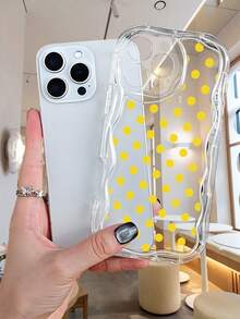 Funda de puntos amarillos trendy, fabricada en material suave anti caídas, antichoque y resistente a arañazos, accesorios móviles resistentes a la suciedad y duraderos, Compatible con iPhone 16ProMax/16E/16Pro/16Plus/16/15ProMax/15Pro/15Plus/15/14ProMax/14Pro/14Plus/14/13ProMax/13Pro/13/13Mini/12ProMax/12Pro/12/12Mini/11ProMax/11Pro/11/XSMAX/XR/X - Transparente - Ver 1