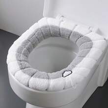 1pc Thickened Toilet Seat Cover, Pull-Out Toilet Seat Cover, Knitted Warm Universal Toilet Seat Cover, Washable Toilet Seat Cover, Skin-Friendly Comfortable Fabric, Plush Toilet Seat Cover For All Seasons, Suitable For Autumn/Winter Home Use - Multicolor - View 2