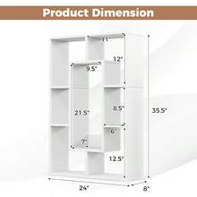 Bookshelf 35.5 Bookcase With 7 Cubes Geometric Display Shelf Wood Bookshelves And Bookcases Small Bookshelf With Storage Book Shelves For Bedroom Living Room Home Office White - trắng - Xem 3