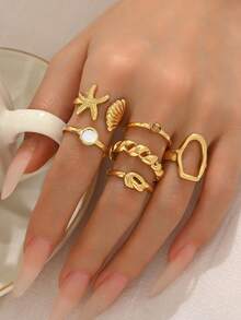 INN NEVV 1組時尚極簡可疊搭薄指環套組，適合日常佩戴