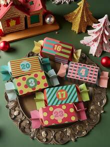 24pcs Christmas Gift Boxes,Candy Shapes Christmas Advent Calendar Boxes,Christmas Decor 24 Days DIY Countdown Empty Advent Calendar With Santa, Reindeer & Snowflake Designs For Christmas Party Favors Home Decor Christmas Decorations Room Decor Winter Christmas Decorations Home Christmas Gifts Christmas Decor - Multicolor - View 3