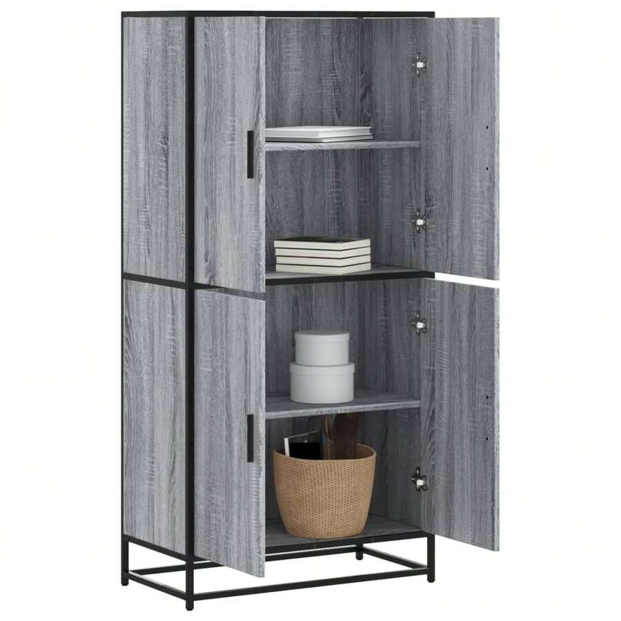 Highboard Grey Sonoma 68x35x139 Cm Engineered Wood