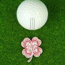 Marcador de bola de golf con trébol de cuatro hojas brillante - Clip magnético para gorra y marcador de bola, accesorio de golf fácil de usar para marcar la posición de la bola, regalo perfecto para golfistas - Trébol de diamantes - Ver 4