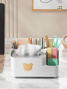 1 pieza Caja de pañuelos de plástico creativa, caja de almacenamiento multifuncional para escritorio para la sala de estar, mesa de café, comedor, soporte para control remoto - Multicolor - Ver 5