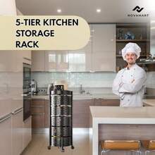 5Tier Kitchen Storage Rack HeavyDuty Metal Shelf Organizer With Wheels Adjustable Shelves For Pantry Cabinet And Countertop